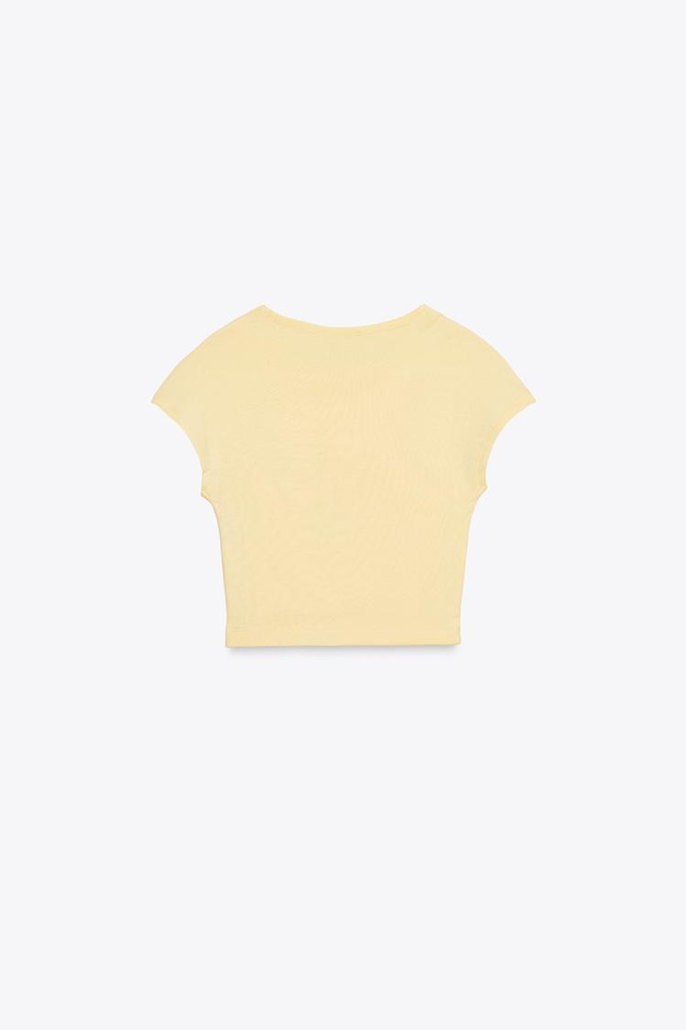 ZARA УКОРОЧЕННАЯ ФУТБОЛКА ИЗ ХЛОПКА И МОДАЛА, ЖЕЛТЫЙ