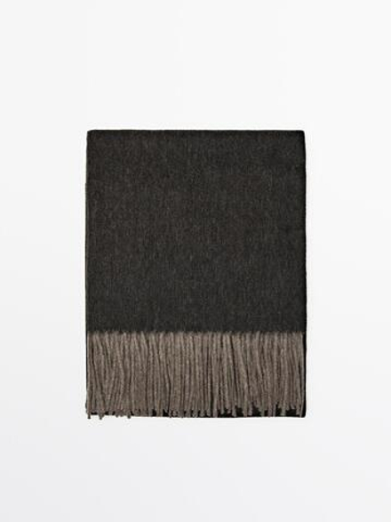 Massimo Dutti Шарф из двусторонней ткани, из 100% шерсти, коричневый