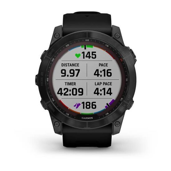 Умные часы Garmin Fenix 7X Sapphire Solar титановый черный DLC с силиконовым ремешком