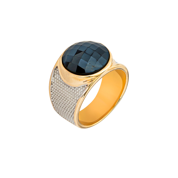Кольцо Possebon Pearl Black Agate 17.2 мм K3185.4/17.2 BW/G