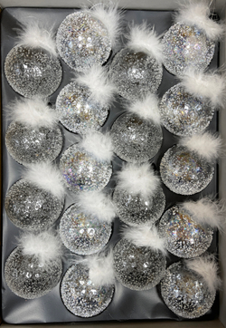 Набор шаров с перышками 7см 18шт ChristmasDeLuxe