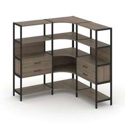 Shelf System Трехсекционный угловой стеллаж четырехярусный с ящиками SN.STMU-431 Вяз Благородный/Мет