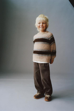 ZARA СВИТЕР В ПОЛОСКУ, СВЕТЛО-БЕЖЕВЫЙ