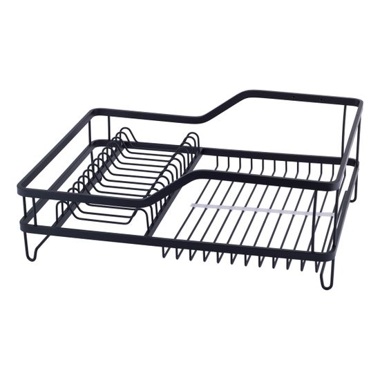 Сушилка для посуды из алюминия с поддоном Kamille KM-0750 (черная 57,5х35х27,5 см.)