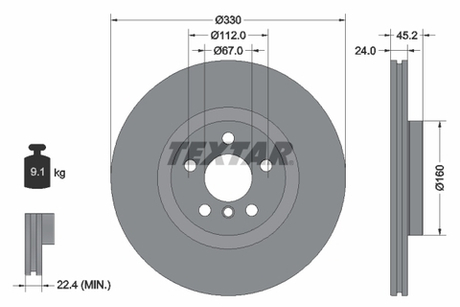 TEXTAR - 92274405-TET - Brake Disc