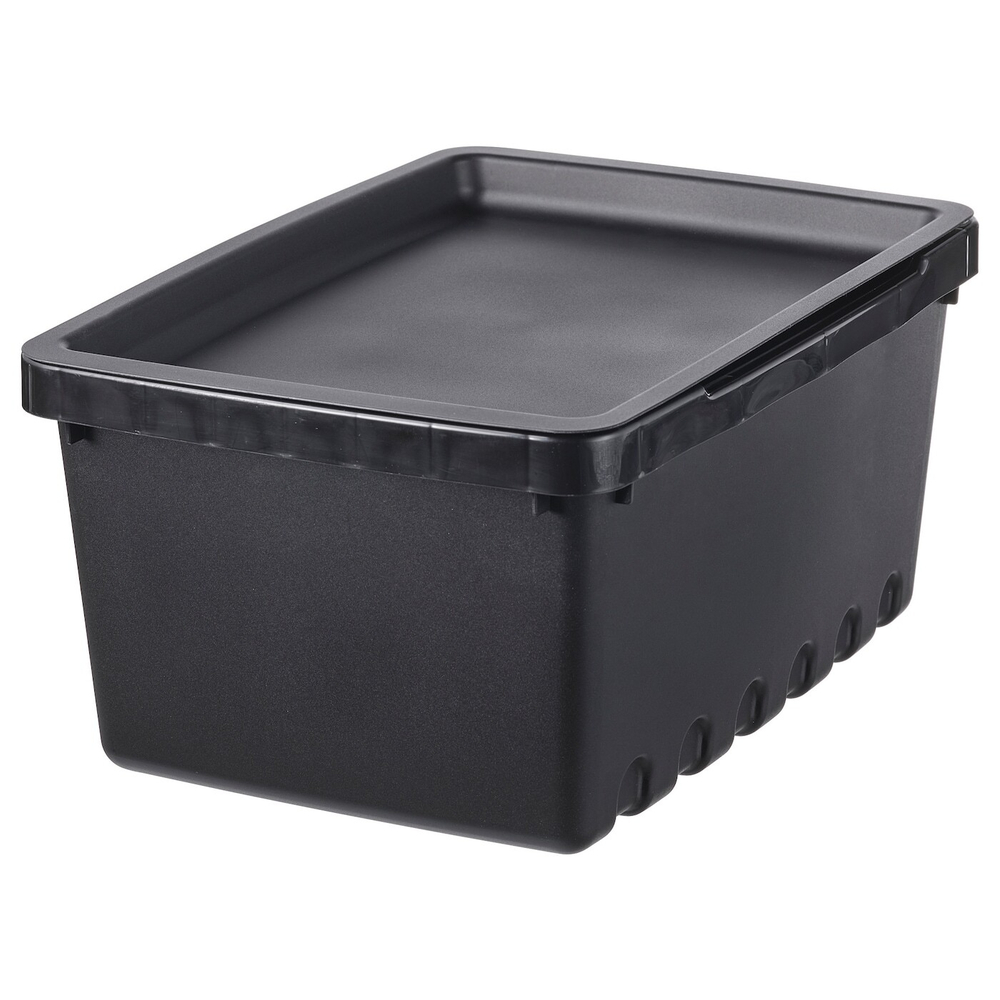 IKEA UPPSNOFSAD  (ИКЕА УППСНОФСАД)  -  Контейнер с крышкой, черный, 25x17x12 см/3,5 л