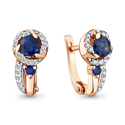 941552Ак Серьги из золота с бриллиантами, сапфирами