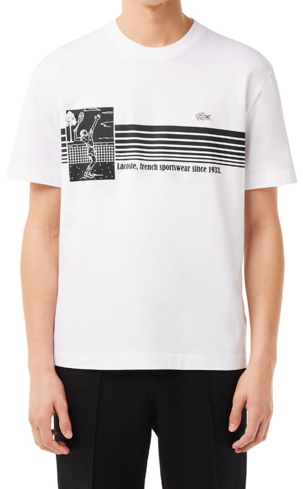 Мужская теннисная футболка Lacoste French Made Tennis Print Heavy T-Shirt - белый