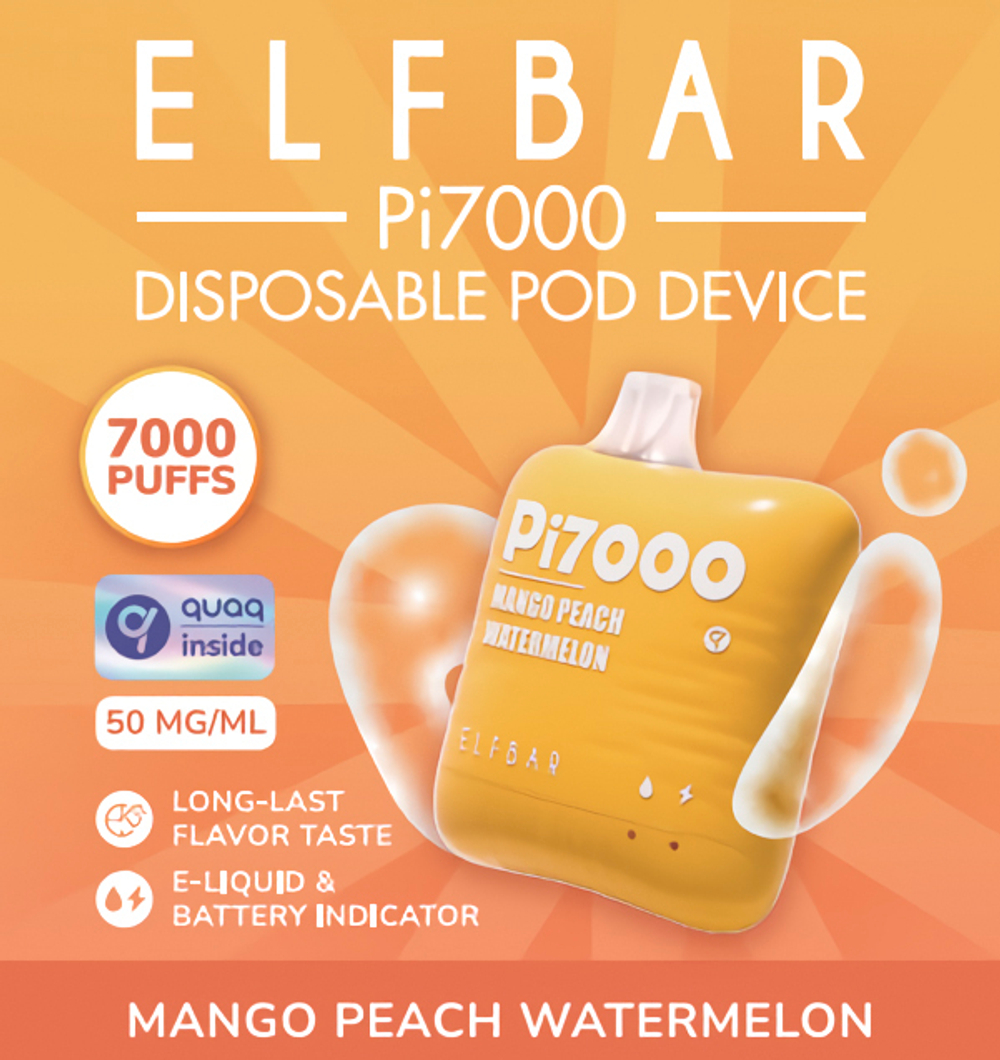 Elf Bar PI7000 - Mango Peach Watermelon (5% nic)