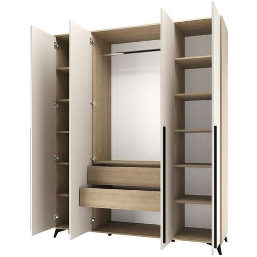 Шкаф 1800 4С2Я с ящиками "ЕВА" Дуб Экспрессив - Сатин