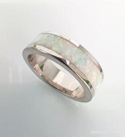 Кольцо Эстерелла с синтетическим опалом, серебро 925*, родирование/Ф