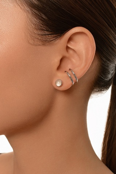 Серьги-пусеты из серебра "Кварц Розовый"