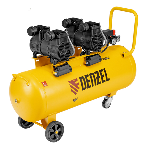 Компрессор безмасл. малошумный DLP-3000/100, 3 кВт, 2х1,5 кВт,100 л, 2850 об/мин,500 л/мин// Denzel
