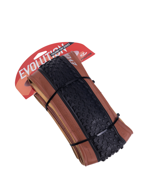 Покрышка EVOLUTION, 27.5x 2.125, YN-1136, Folding, 60 TPI, черная с коричневым бортом