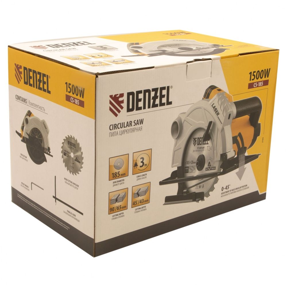 Пила циркулярная CS-185, 1500 Вт, 185 мм, Denzel, 27303