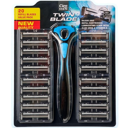 Бритва Cien MEN Twin Blade 20 кассет - 2 лезвия, станок для бритья Циен