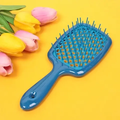 Расческа массажная «Magic Style», прямоугольная, цвет голубой/синий, 20,3*8,3см (в пластиков. коробке)