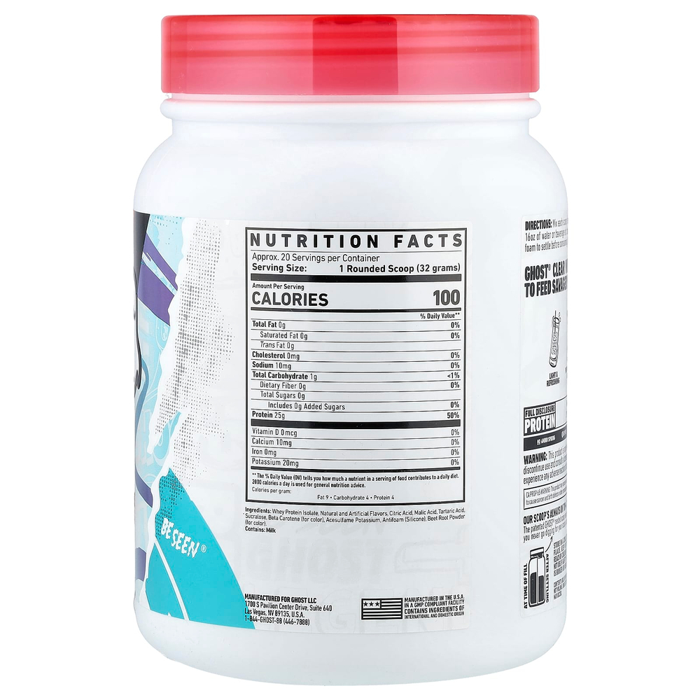 Ghost, Whey, чистый изолят протеина, со вкусом апельсинового крема, 640 г (1,4 фунта)