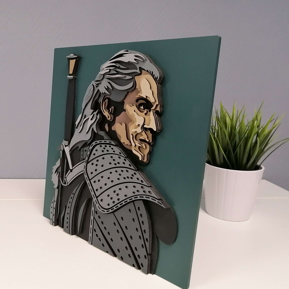 Ведьмак от SamCraft - The Witcher сборная объемная картина из дерева своими руками, покрась, собери и склей. 3D картина