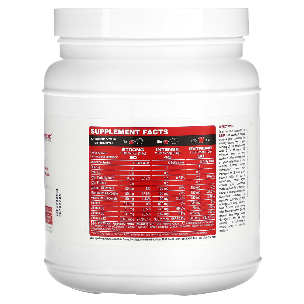 Metabolic Nutrition, ESP®, предтренировочный комплекс, фруктовый пунш, 300 г