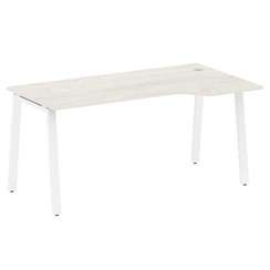 Metal System Стол криволинейный правый на А-образном м/к БА.СА-1 (R) Дуб Наварра/Металл Белый 1600*9