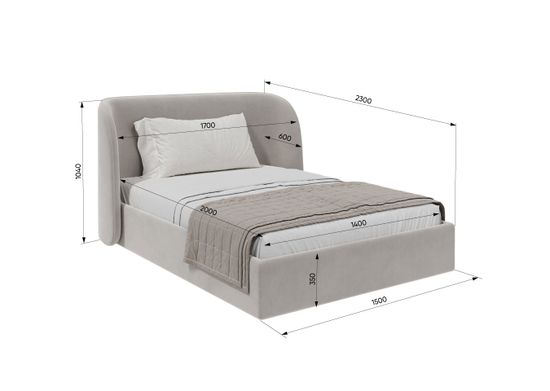 Кровать двуспальная Classic 140 см (молочный, велюр)