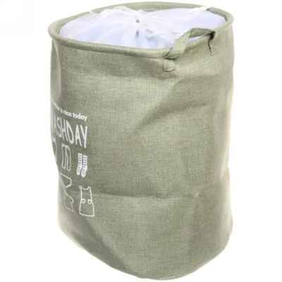 Корзина для белья круглая «Большая стирка» 50*35 см зеленая