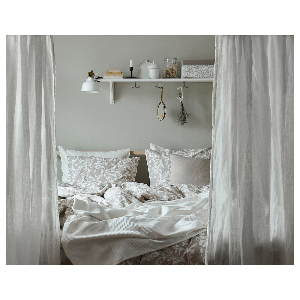 IKEA VÅRBRÄCKA  (ИКЕА ВÅРБРÄСКА)  -  Пододеяльник и наволочка, бежевый/белый, 150x200/50x60 см