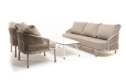 "Верона" лаунж-зона 5-местная плетеная из роупа (веревки), каркас алюминиевый белый, роуп бежевый