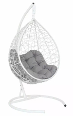 Подвесное кресло-кокон SEVILLA RELAX белое, светло-серая подушка (Laura Outdoor)