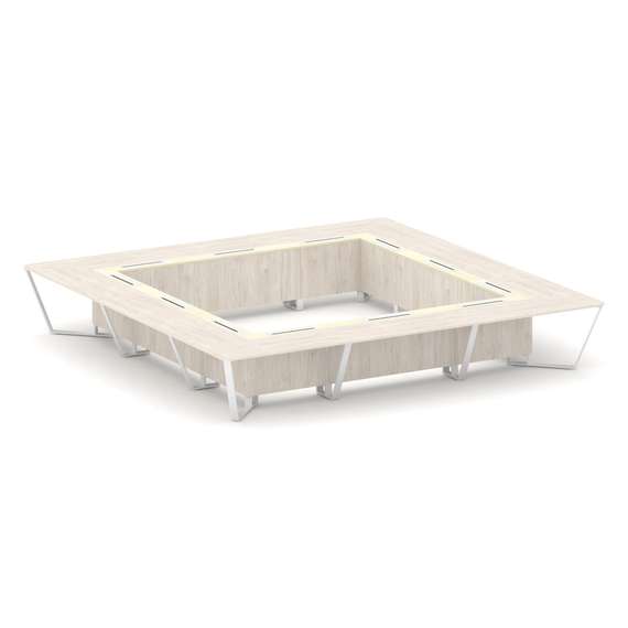 Steel Meet Стол переговорный квадратный KM-PR.B.SP-24K Денвер Светлый/Ваниль Глянец/Металл Белый 480