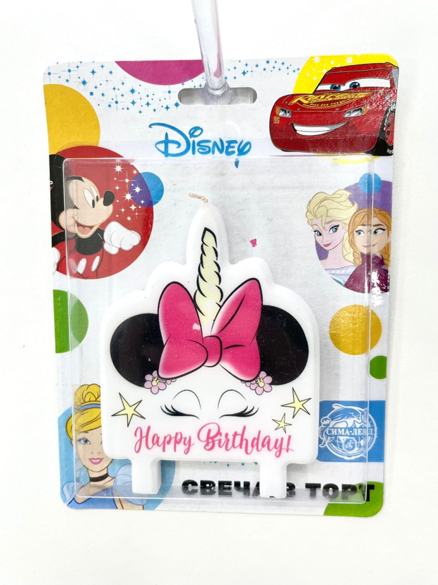 Свеча в торт «Happy Birthday!», Минни Маус Единорог, 74 х 100 мм