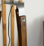 Торшер напольный коричневый с горчичным абажуром в стиле лофт, светильник напольный классический, Фьорд, E27, 60 Вт