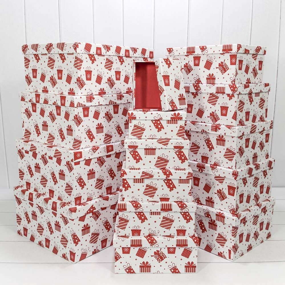 Коробка 42.5 х 33 х 17.6 см Набор 15 шт "Подарки" (Белый)