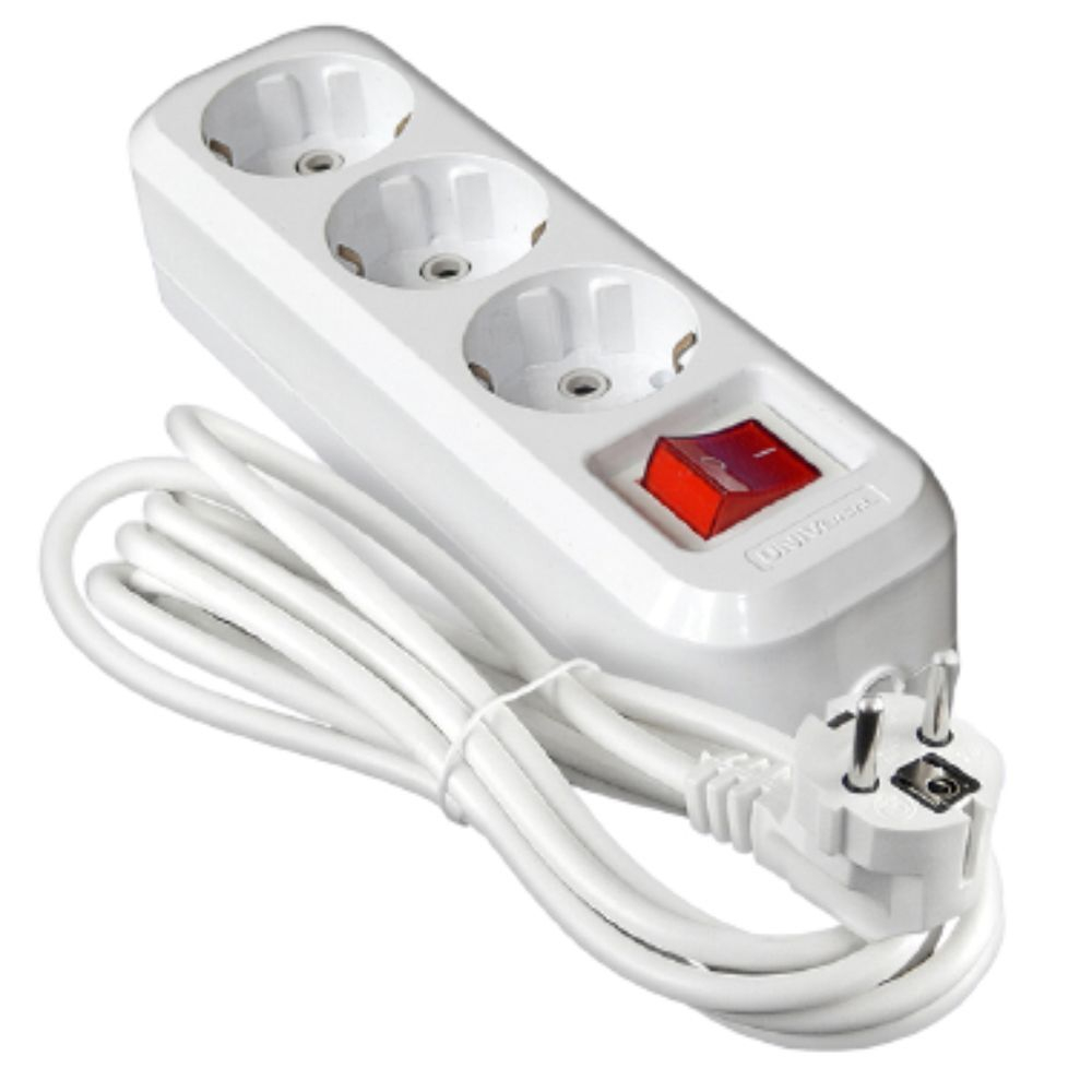 Удлинитель бытовой 3 гн, 5 м, ПВС, 3х1 мм2, с/з, выкл, UNIVersal, S-303, 9631987