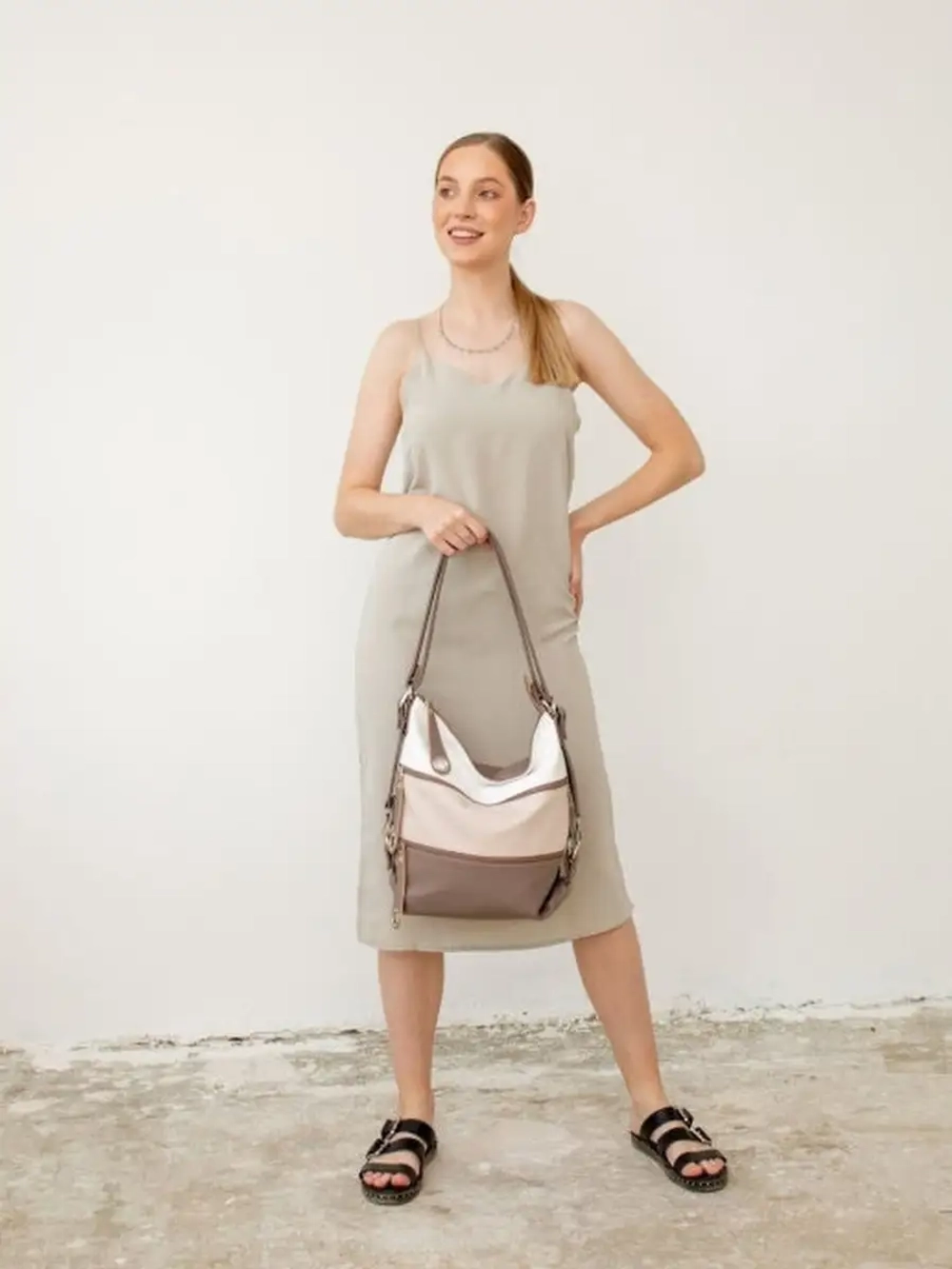 Сумка рюкзак через плечо большая шоппер