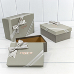 Коробка 22.5х16х9.5 см Набор 3 шт "Eternity" с бантом (Серый)