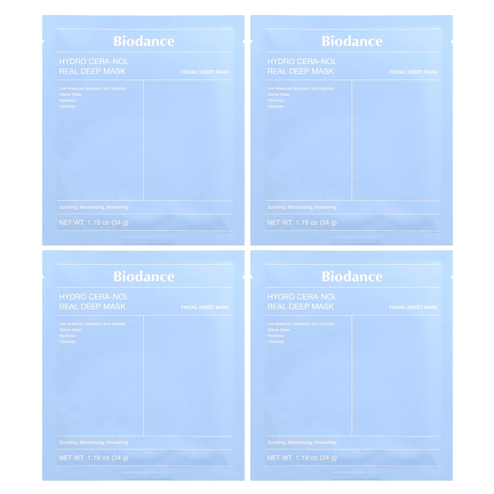 Biodance, Hydro Cera-Nol Real Deep Beauty Mask, 4 шт., 34 г (1,19 унции)