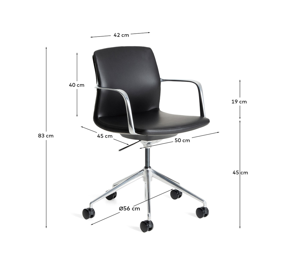 Офисный стул Nerlan из черной экокожи с алюминиевой рамой