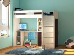 Лео кровать-чердак Ясень анкор светлый / Бодега темный