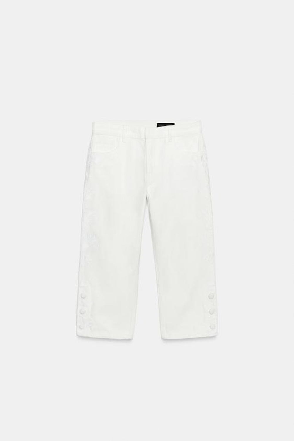 ZARA ДЖИНСЫ КАПРИ СО СРЕДНЕЙ ПОСАДКОЙ И ВЫШИВКОЙ — ZW COLLECTION, ЭКРЮ