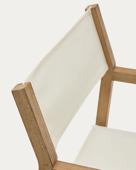 Складной стул Vilara для улицы из акации и ткани белого цвета