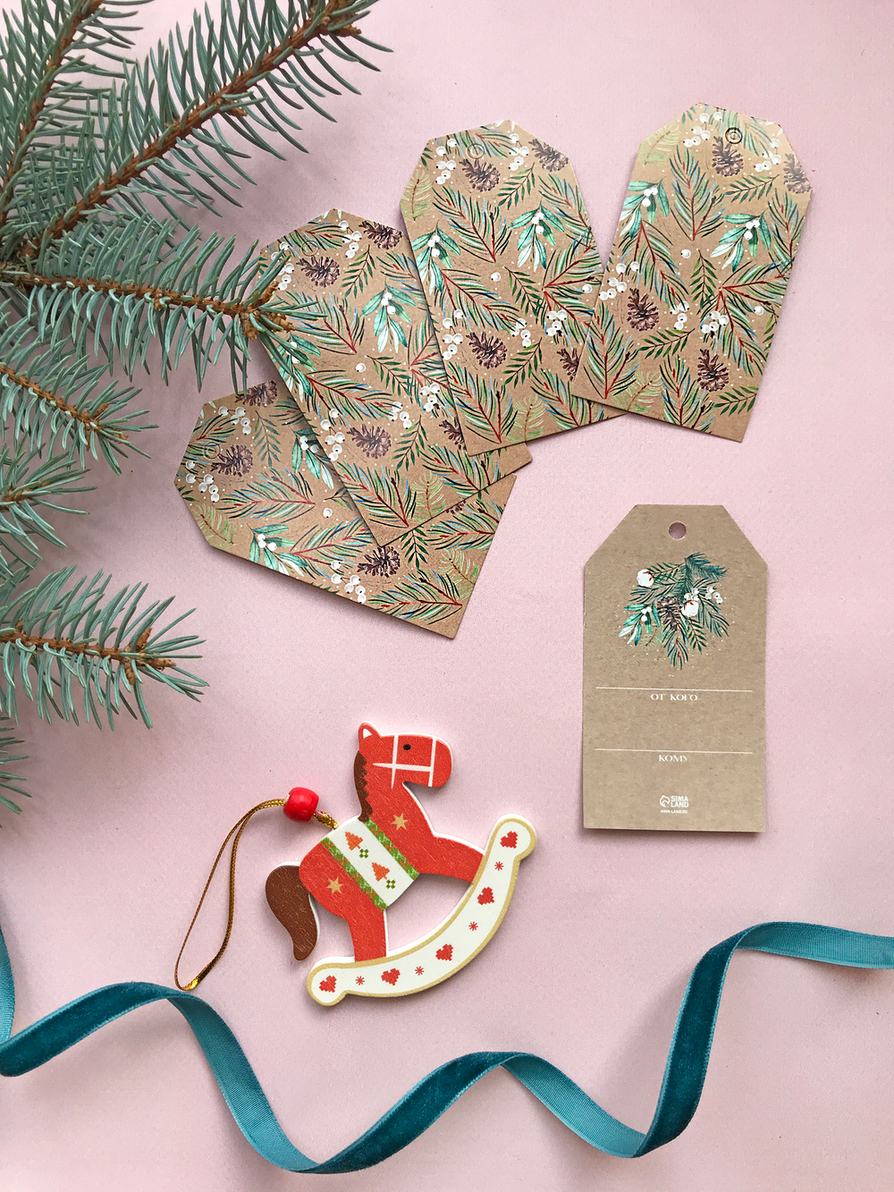 Бирка на подарок «Шишечки», 5 × 9 см