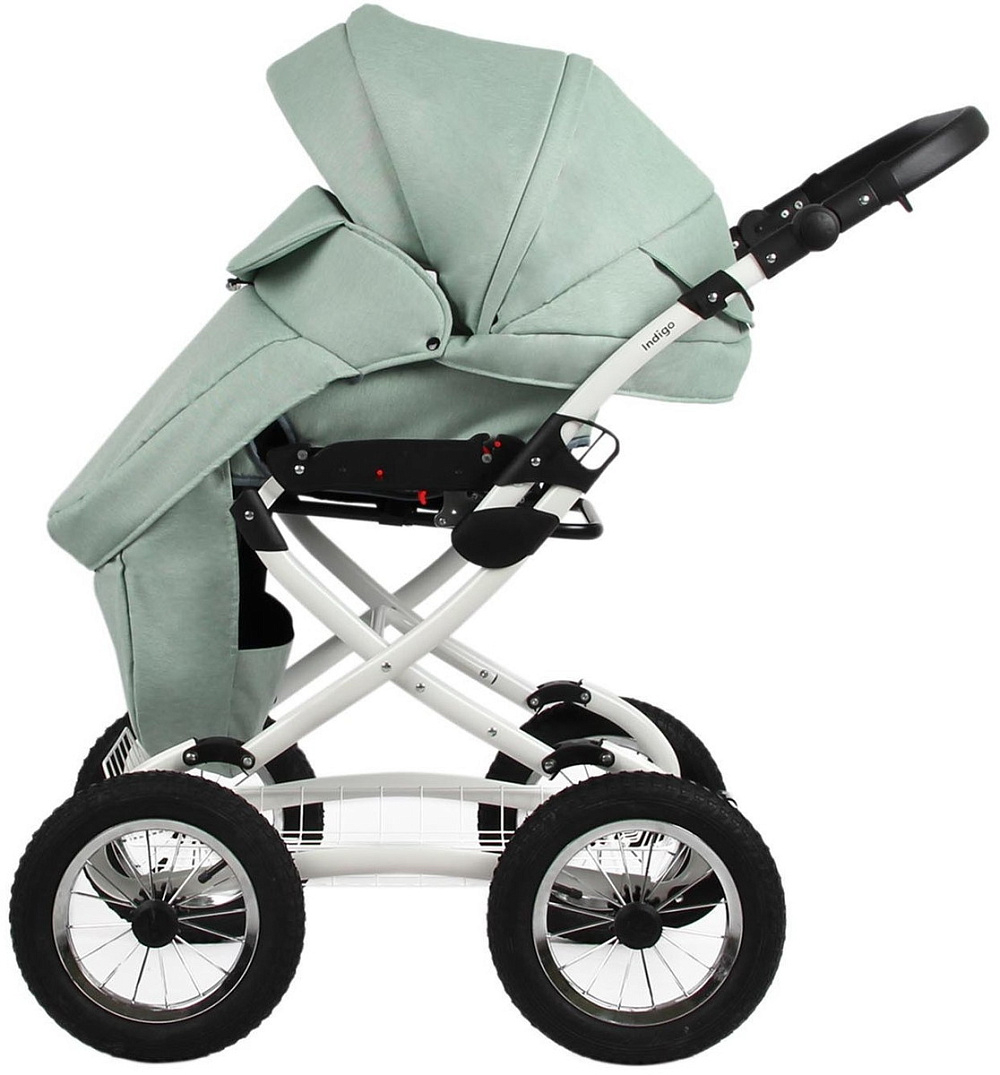 Детская коляска Indigo Barbara 21 Classic 3 в 1 с автокреслом Avionaut Cosmo Grey Ba02 шалфей
