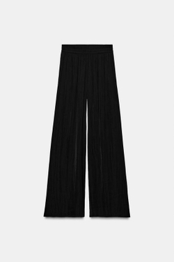 ZARA ШИРОКИЕ БРЮКИ С ВЫСОКОЙ ПОСАДКОЙ, ЧЕРНЫЙ