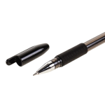 Ручка гелевая черная, 0,5мм, грип, металл. наконечник