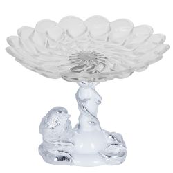 Фруктовница Зарничка Свитти Белая со стеклянной чашей Лепестки