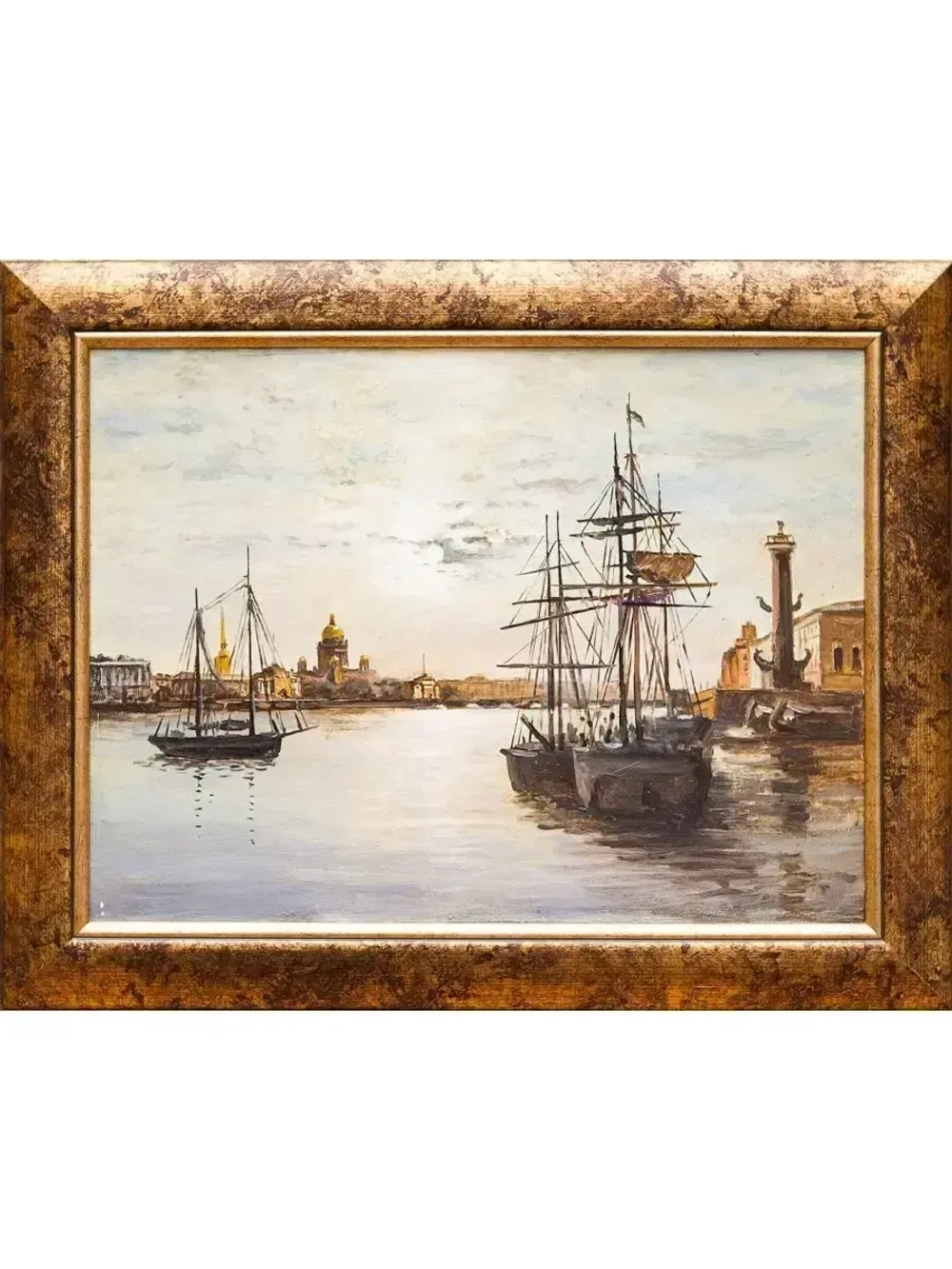 Картина маслом "Старый Петербург. Лунная ночь"  Воробьев