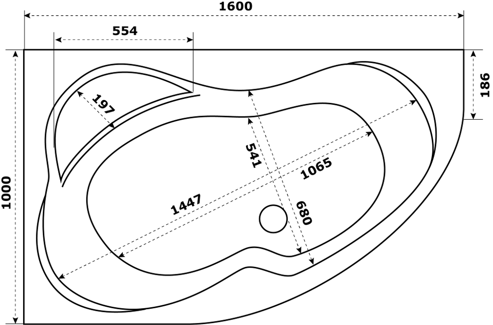 Акриловая ванна 160х100 см Azario Микона МИВ0002 белая