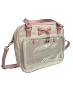 Сумка через плечо с прозрачным окошком розовый бант